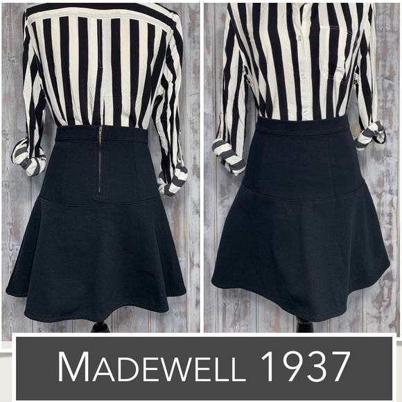 Madewell Skater Flared Skirt Jacquard Pleated Black - Picture 6 of 6